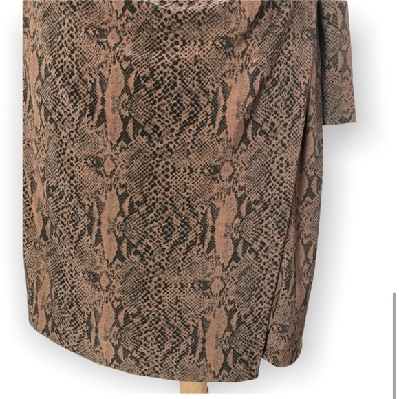 Norma Kamali women’s snake reptile print wrap long sleeve bodycon slinky neutral - Picture 9 of 13